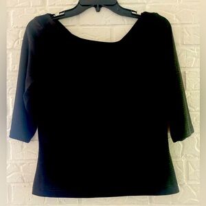 Black Boatneck Half Sleeve Blouse L